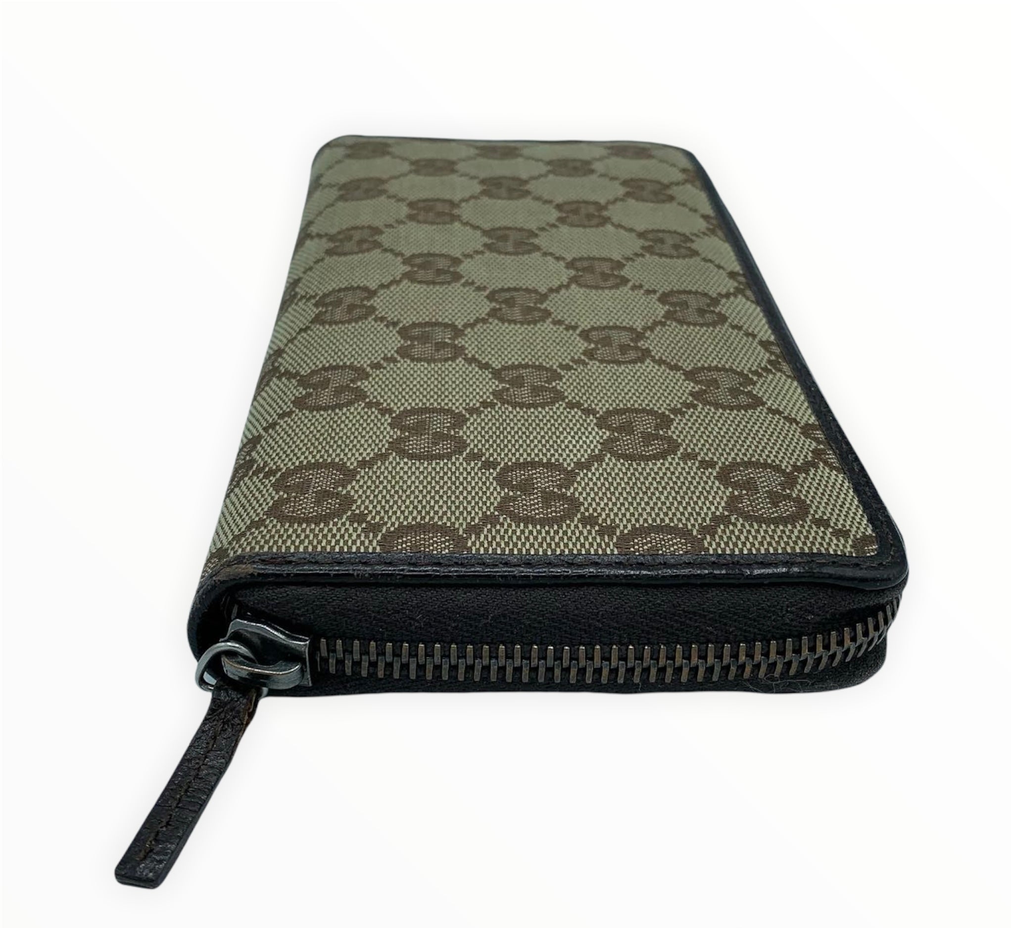 LOUIS VUITTON Damier Ebene Canvas Leather Zippy Zip Around Long Wallet FAST  SHIP