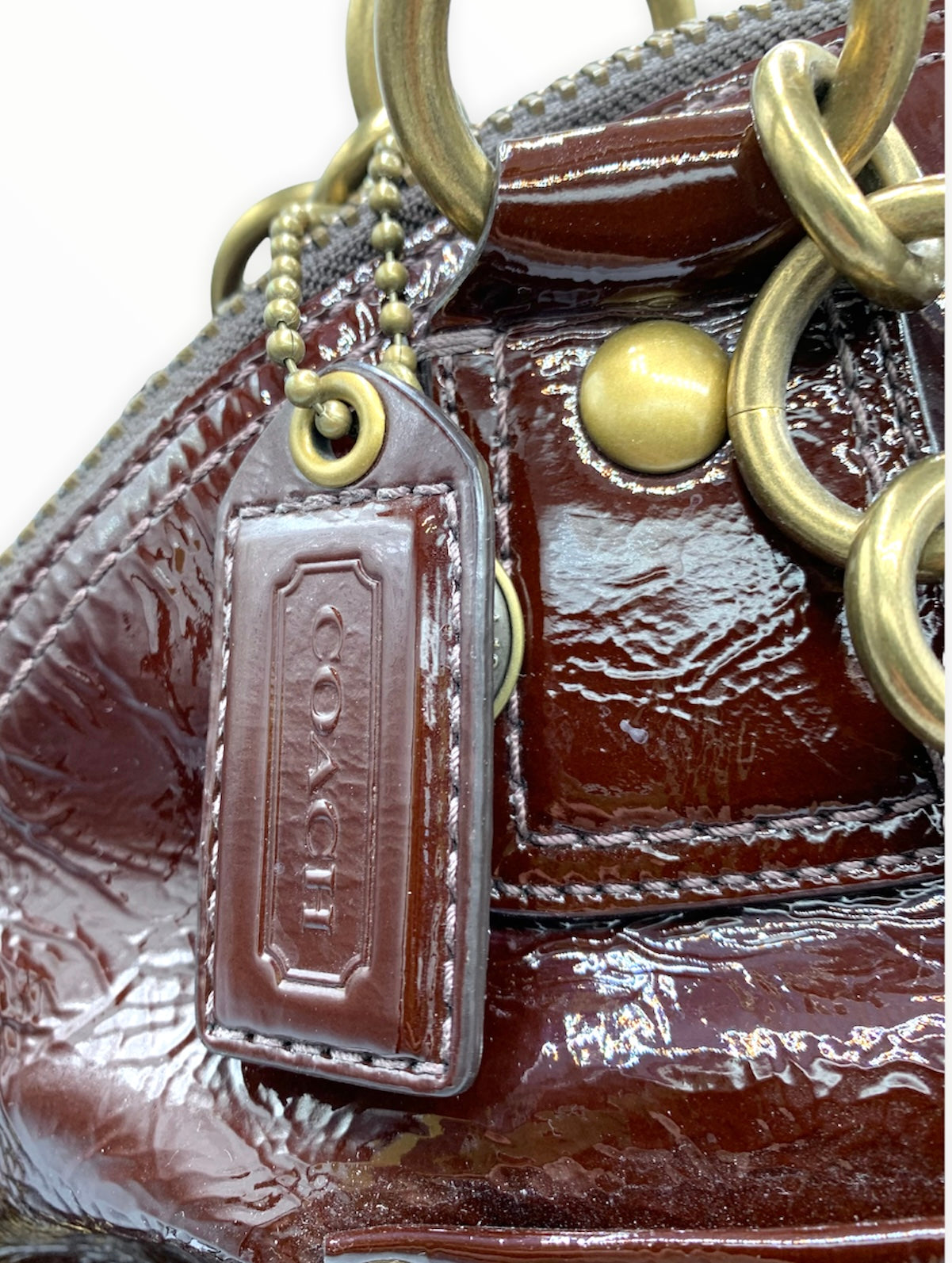 COACH Francine Maroon/Burgundy Patent Leather Satchel