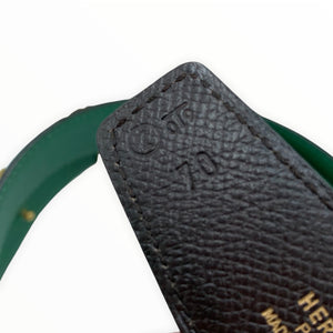 HERMES Green/Dark Brown Leather Reversible Constance Belt