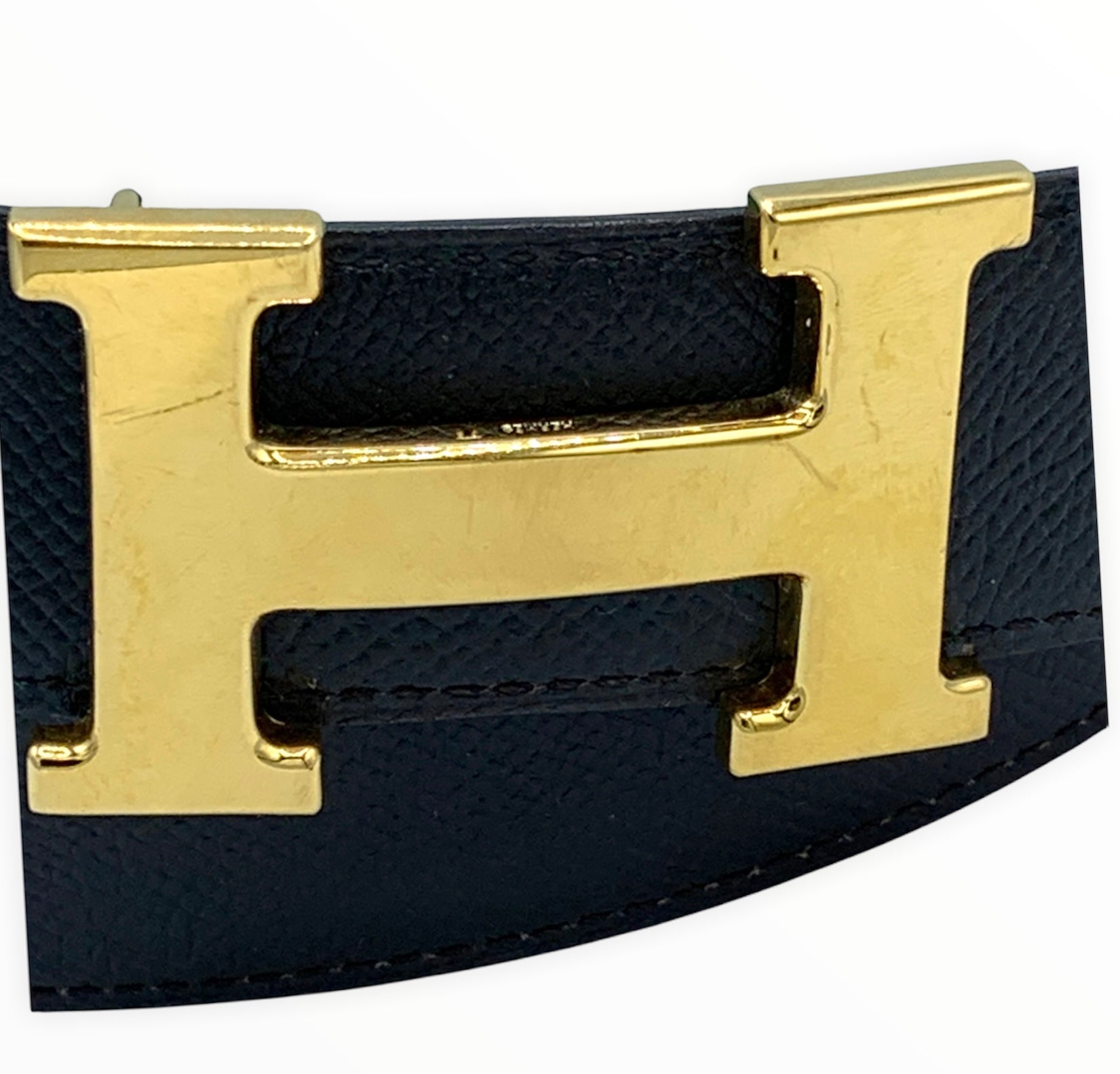 HERMES Green/Dark Brown Leather Reversible Constance Belt – Collections  Couture