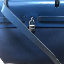 Load image into Gallery viewer, HERMES Toile &#39;Herbag&#39; in Blue Canvas and Leather Bag