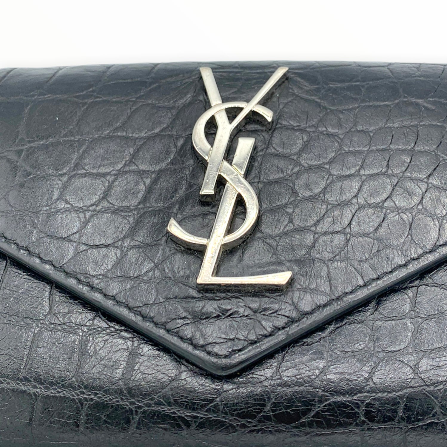 SAINT LAURENT Monogramme small quilted textured-leather wallet