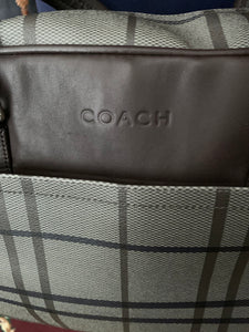 COACH Grey Brown & Black TATTERSALL Luggage Duffle Weekender Carry-On