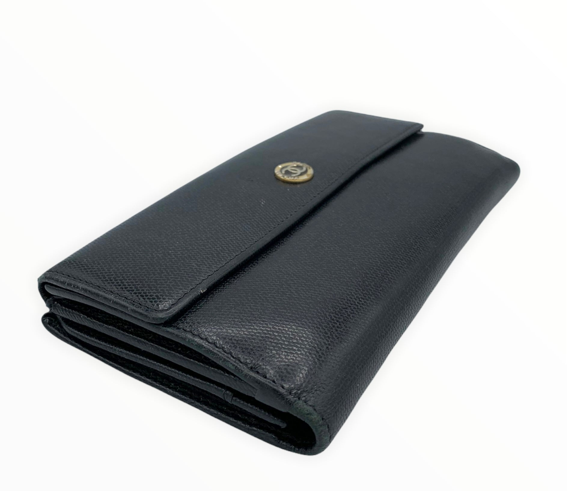 CHANEL Black Calfskin Long Flap Wallet – Collections Couture